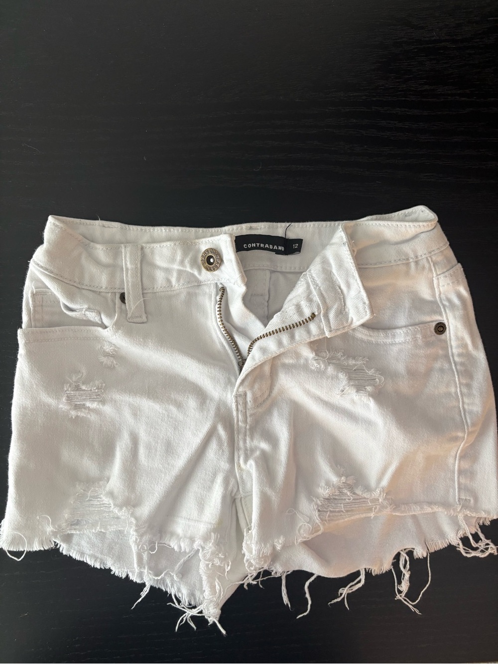 Contraband Girls' White Distressed Denim Shorts